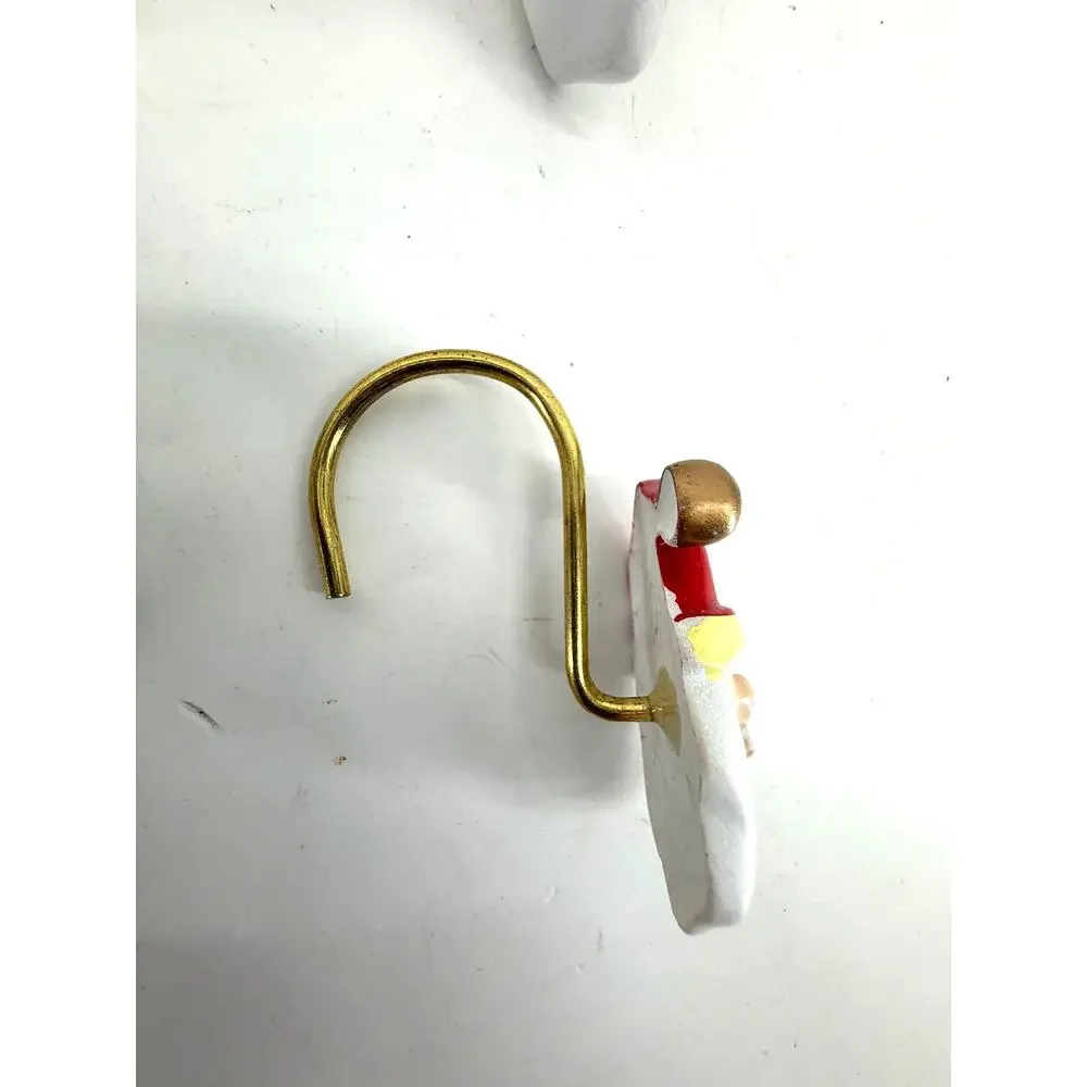 Santa Face Shower Curtain Hooks Set 12 Christmas Holiday Bathroom Decor 3 Inch